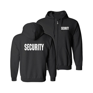 Men's Security Guard Silkscreen Front & Back <b>Black</b> Full Zip Hoodie, <b>Fleece</b> Hoodie. - Product Image 1