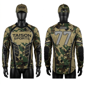 Camiseta de paintball para hombre, 150 GSM, poliéster, malla transpirable, camuflaje verde, impresión por sublimación, logotipo personalizado, paneles acolchados en los codos - Product Image 5