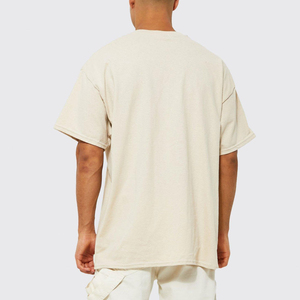 T-shirt en coton surdimensionné pour homme, manches courtes, col rond, couleur unie, décontracté, en jersey, coupe ample, tissu tricoté teint uni, pour tous les jours - Product Image 1