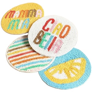 Élégant dernier fait à la main multicolore perlé broderie quatre ensemble sous-verre haute qualité Table à manger décor élégant fantaisie de l'inde - Product Image 5