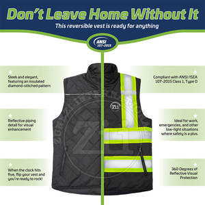 Gilet de sécurité haute visibilité réfléchissant ANSI Classe 1 avec LED clignotante, imperméable, logo personnalisé, service OEM, quantité en gros - Product Image 5