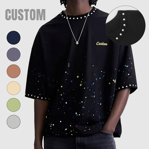 ผู้ผลิตเสื้อยืดคอกลมแขนสั้นผ้าฝ้าย 100% ทรงโอเวอร์ไซส์ ดีไซน์เนอร์สำหรับผู้ชาย สวมใส่สบาย สไตล์วินเทจ สำหรับฤดูร้อน - Product Image 1