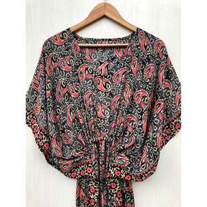 Caftán de Seda con Estampado Floral para Mujer, Traje de Baño de Verano, Modelo ETH-245 de Ethnic Craft Hub India - Product Image 3