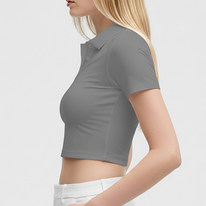 High Quality Regular Fit Breathable Quick Dry Women's <b>T</b>-Shirts Solid Color Custom Puff Printed Logo Streetwear Summer 100% - Product Image 5