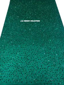 Encaje de malla de lujo tradicional hecho a mano con cuentas bordadas florales, oro, ecológico, mezcla de piedras plateadas y rosas, pedrería de alta calidad - Product Image 6