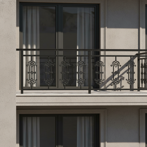 Modern Grey Heavy Duty Cast Iron Frameless Straight Stair Balcony Stair <b>Railing</b> 12mm Thickness 800mm Width Rust Resistant Res... - Product Image 1