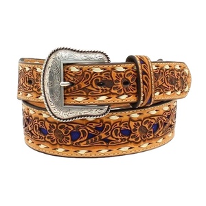 Cinturón de vaquero occidental de diseñador de cuero de vaca genuino de la mejor calidad con diseño en relieve floral Proveedor de fabricante para hombres y mujeres - Product Image 2
