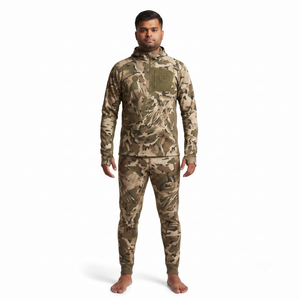 Men's Heavyweight Merino <b>Wool</b> Camouflage Hooded Hunting <b>Base</b> <b>Layer</b> Set-Winter Tactical Thermal Underwear - Product Image 1