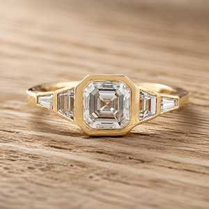 แหวนเพชรทรง Asscher Trapezoid ขนาด 1.50 กะรัต เพชรเพาะเลี้ยงในห้องปฏิบัติการ ดีไซน์คลาสสิก ทองคำแท้ 10K 14K 18K เพชร E VVS แหวนหมั้น - Product Image 2