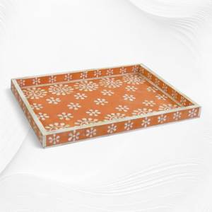 Bandeja de Servir Rectangular de Madera y Resina con Incrustaciones de Hueso Marroquí, Acabado Lacado Ecológico, Diseño Único, Vajilla para el Hogar - Product Image 2