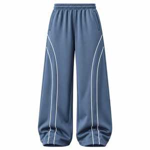 Pantalones Deportivos Jerry Wear para Hombre, de Pierna Ancha y Talla Grande, con Ribete en Contraste, Viscosa/Poliéster, Cintura Elástica, Ligeros, para Invierno - Product Image 3