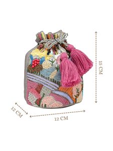Luxury Hand Beaded Tassels Evening <b>Bag</b> Designer <b>Drawstring</b> Bucket Purse Eco-Friendly Soft Casual Lightweight Wedding Bridal - Product Image 2