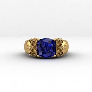 Anillo de Diseño Vintage con Zafiro Azul y Cuarzo, Corte Cojín, en Plata 925 y Oro de 18k, con Engaste de Lazo, Joyería Fina, Regalo, Superventas - Product Image 5