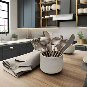 Ensemble de couverts en acier inoxydable de haute qualité avec poignée carrée cuillères en acier miroir fourchettes et couteaux pour mariages restaurants - Product Image 1