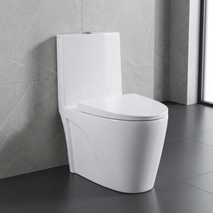 WC monobloc moderne en céramique à chasse d'eau par siphon, double chasse, avec siphon en P et en S, pour salle de bain d'hôtel de luxe - Product Image 1