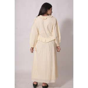 เดรสยาวผ้าฝ้ายลายดอกไม้พิมพ์ลายโบโฮสำหรับผู้หญิง ดีไซน์เนอร์ทำมือ แต่งระบาย เป็นมิตรกับสิ่งแวดล้อม ซักได้ เหมาะสำหรับฤดูร้อน - Product Image 4