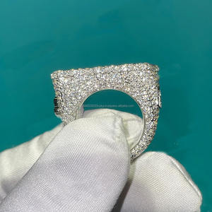 Iced Initial Letter <b>Ring</b> <b>925</b> <b>Silver</b> Moissanite Rhodium Plated Pave Setting Hip Hop Men's Personalized Name Logo Pinky <b>Ring</b> - Product Image 2