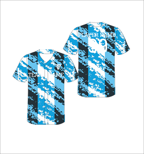 เสื้อเบสบอลลายทางสีน้ำเงินพิมพ์ลายแบบกำหนดเองสำหรับผู้ชาย แขนสั้น ติดกระดุมด้านหน้า ระบายอากาศได้ดี ผลิตจากโพลีเอสเตอร์ เหมาะสำหรับทุกฤดูกาล - Product Image 1