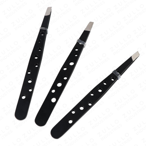 Custom Color Stainless Steel Eyebrow Tweezers 9 Hole Design Precision Beauty <b>Tool</b> Custom Logo Private Label - Product Image 3