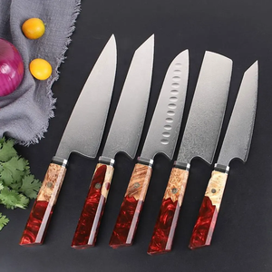 Damascus Steel 67-Layer Knife Set 5 Piece Resin Handle Handmade Sharp Sustainable Chef Knives Ambidextrous Straight Edge - Product Image 5