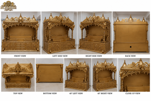 Glossy Golden Hand Carved Peacock <b>Mandir</b> For Home Big Size Heavycarved Gold Polished Wooden Temples Pooja Ghar Wholesale Prices - Product Image 6