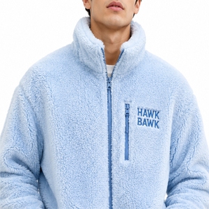 Men's Sherpa <b>Fleece</b> <b>Jacket</b> Full Zip Collar Casual Winter Outerwear Embroidered Logo Thick <b>Lined</b> For Men Sherpa <b>Jacket</b> - Product Image 4