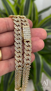 Collier chaîne maille cubaine en moissanite plaqué or avec pendentif effet glaçon, bijoux de mariage tendance hip-hop pour hommes et femmes - Product Image 4