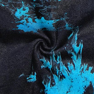 <b>Tie</b> Dye Batwing Sleeve Crop Top <b>Men's</b> O-Neck Knitted Oversized Casual T-Shirt With Pattern Print Blue <b>Black</b> - Product Image 2