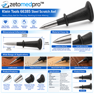3.5 Inch Steel Scratch Awl Leather Stitching Piercing <b>Tool</b> Black Ergonomic Handle Protective Guard ZETOMEDPRO - Product Image 2