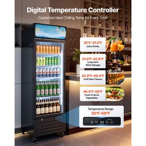 Frigorifero Commerciale con Porta in Vetro 15.9 Cu.Ft, Espositore Verticale per Bevande - Product Image 4