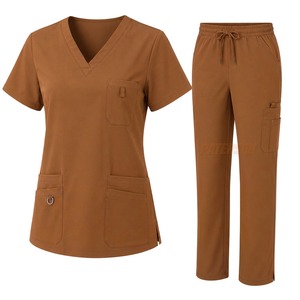 Vêtements médicaux pour femmes en gros : Blouse col en V et pantalon jogger en mélange de coton, uniforme d'infirmière et de personnel de santé, fournisseur de vêtements sous marque privée - Product Image 3