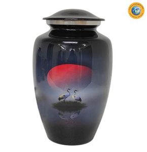 โกศบรรจุอัฐิสีดำลายเครนพระอาทิตย์ตก สำหรับผู้ใหญ่ - Product Image 6