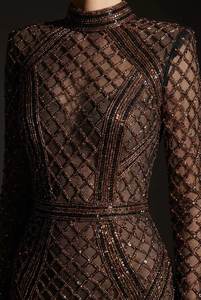 Vestido de Noche de Lujo con Lentejuelas de Diamantes y Rejilla de Bronce, Manga Larga, Cuello Alto, Estilo Sirena, para Fiesta de Gala, Venta al por Mayor, Elegante Ropa de Fiesta - Product Image 3