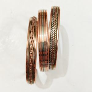 ชุดกำไลข้อมือทองแดงบริสุทธิ์3ชิ้นทำมือมีสไตล์น้ำหนักเบาและสวมใส่สบายสำหรับสวมใส่ในชีวิตประจำวัน - Product Image 3