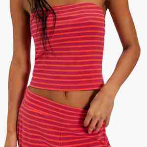 Sexy Slim-fit Casual Striped Red Color Tube Top Fashion Elastic Pants Two-piece <b>Set</b> Casual Lounge Wear Summer Women <b>Sets</b> - Product Image 3