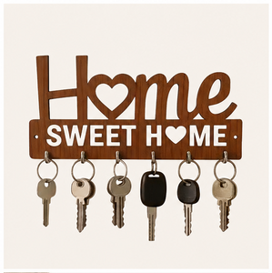 Decorative Wooden Home Sweet Home <b>Key</b> Holder For <b>Wall</b> Rustic <b>Wall</b> Mounted Entryway Organizer With 6 Heavy-Duty Metal <b>Hooks</b> - Product Image 5