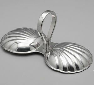 Moderno Plato de Servir de Metal Plateado con Forma de Cisne y Cuencos Dobles - Product Image 3
