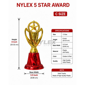 Trophée Nylex Cinq Étoiles au Design Élégant, en Plastique Durable et Moderne, Idéal pour les Événements Sportifs et les Cérémonies de Remise des Prix, Qualité Supérieure - Product Image 4
