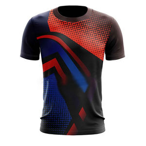 Camiseta Deportiva Sublimada con Cuello Redondo para Hombre, de Secado Rápido, Poliéster, con Patrón Geométrico Morado y Negro, para Gamers Adultos - Product Image 3