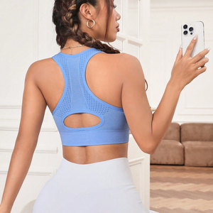 Nouveau soutien-gorge de sport pour femme, couleur unie, respirant et confortable, avec design push-up, idéal pour la course à pied et l'entraînement. - Product Image 5
