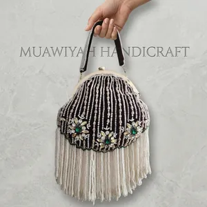 Beaded Pearl <b>Clutch</b> Bag With Tassels And Floral Embellishment Fashion Evening Handbag For Women Traditional <b>Clutch</b> party handbag - Product Image 5