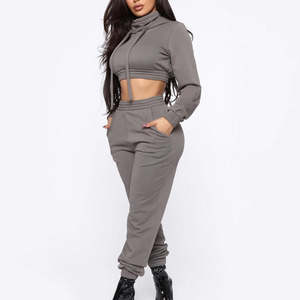 Conjunto Deportivo de 2 Piezas para Mujer, Primavera 2025, OEM, Personalizado, Top Corto y Sudadera con Capucha Oversize - Product Image 4