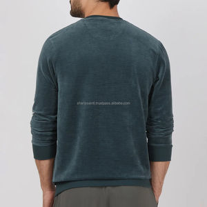 Custom Produire 350g sweat-shirt lavage à l'acide hommes américain col rond avec peluche surdimensionné couleur unie haut à épaules amples - Product Image 3