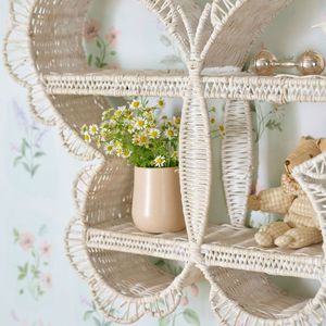 Estante de Mimbre Tejido con Diseño de Mariposa, Estante Flotante Blanco para Dormitorio Infantil, Organizador de Juguetes y Libros, Decoración del Hogar, Venta al Por Mayor - Product Image 2