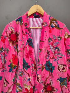 Bata Kimono de Algodón 100% Tejido con Estampado de Dibujos Animados para Mujer, Camisón de Verano Hecho a Mano, Cuello en V, Cintura Elástica, Largo Completo, ODM - Product Image 3