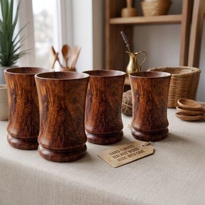 Hand Turned Natural Wood Goblet Handcrafted Decorative <b>Drinking</b> Mug Rustic Wooden Glass for Events Weddings and Dining - Product Image 3