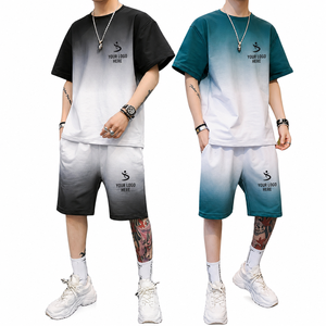 Traje de Manga Corta para Hombre, Algodón, con Logotipo Personalizado, Venta al Por Mayor de Fábrica, Conjunto de Camiseta de Manga Corta - Product Image 2