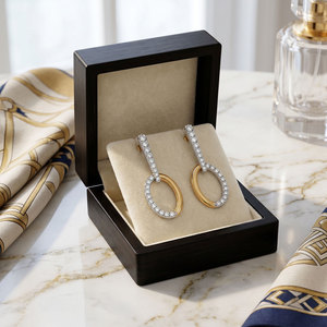 Boucles d'oreilles pendantes tendance minimalistes en diamant de laboratoire pour femme, or 10K/14K/18K, argent 925/935 plaqué rhodium, cadeau de mariage - Product Image 1