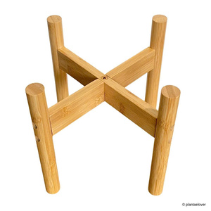 Soporte ajustable de bambú para plantas de interior y exterior, moderno expositor de 3 niveles, estantería para macetas de bambú. - Product Image 3