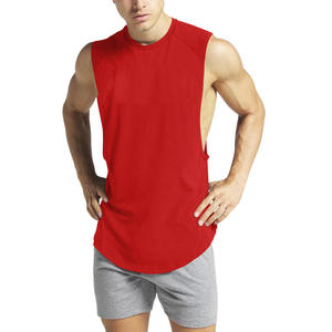 เสื้อออกกำลังกายถักแบบลำลองสำหรับผู้ชายเสื้อแขนกุดผ้าฝ้ายเสื้อออกกำลังกายแขนกุดมีรูระบายอากาศสีทึบออกแบบได้ตามต้องการ - Product Image 5